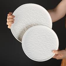 10.5-Inch Rock Glazed Ceramic Dinner Plate – White Porcelain Serving Plate