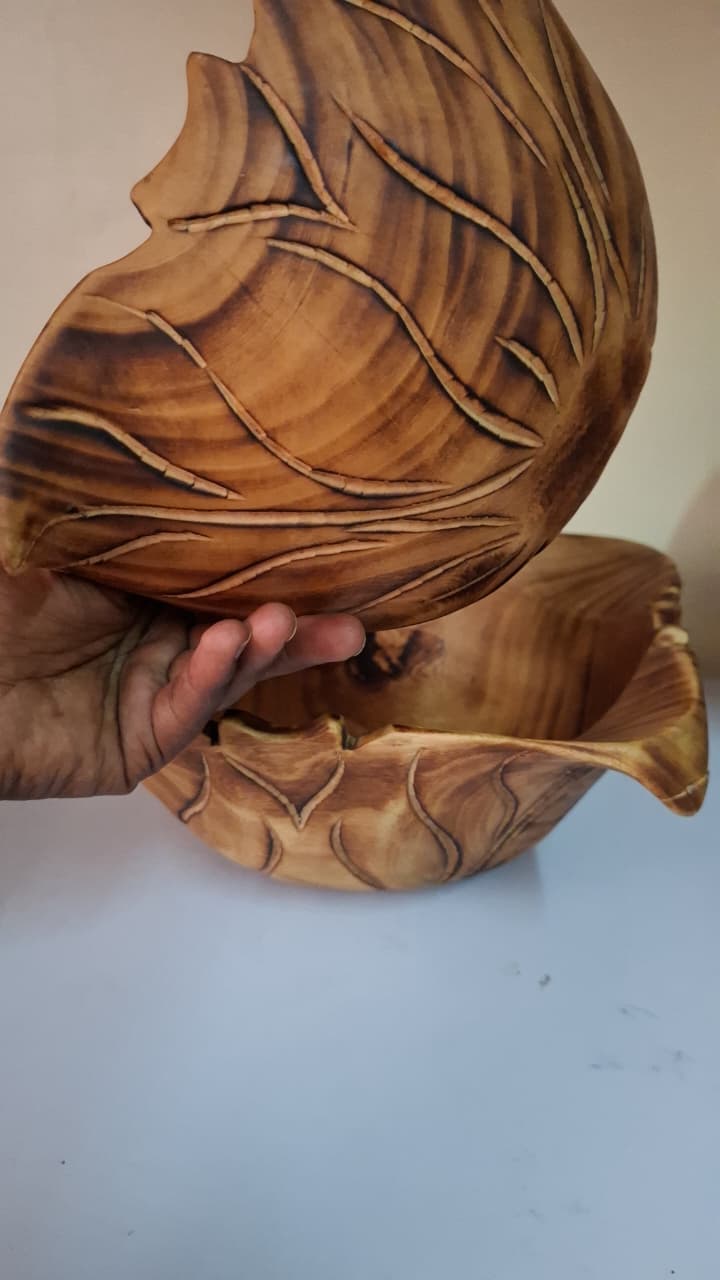 8Inch Cabbage Wooden Bowl – Handcrafted Wooden Serving Bowl for Kitchen & Dining