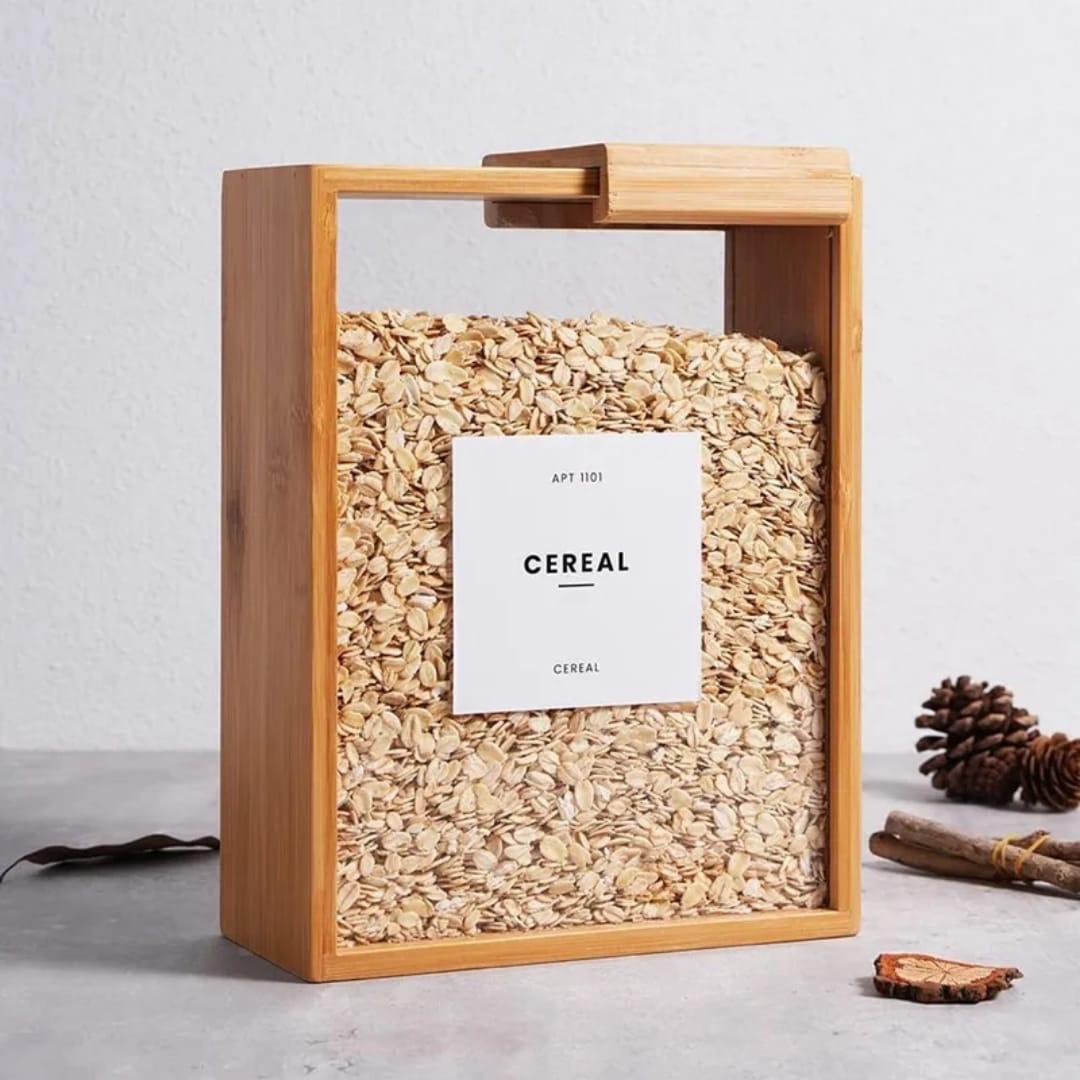 3L Bamboo Airtight Food Storage Container – Pantry & Cereal Organizer