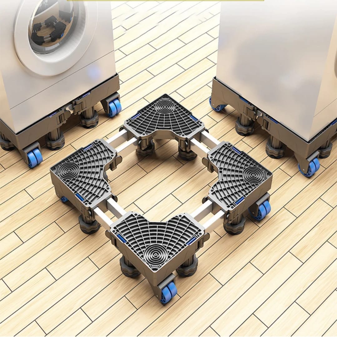 Heavy Duty Adjustable Washing Machine & Fridge Base Stand with Double Wheels