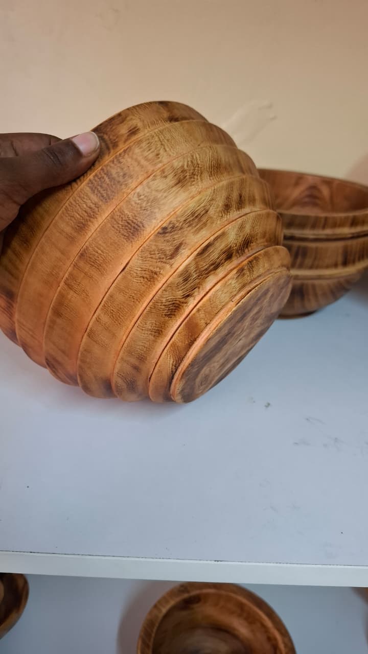 8-Inch Designer Wooden Bowl – Handcrafted Wooden Serving Bowl /Decorative Bowl
