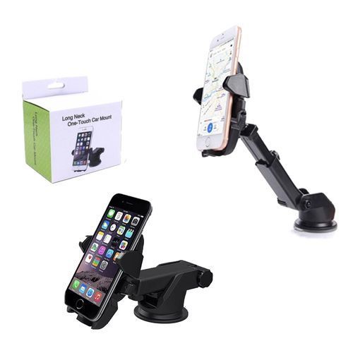 Long Neck One-Touch Car Phone Mount – Adjustable Dashboard & Windshield Holder