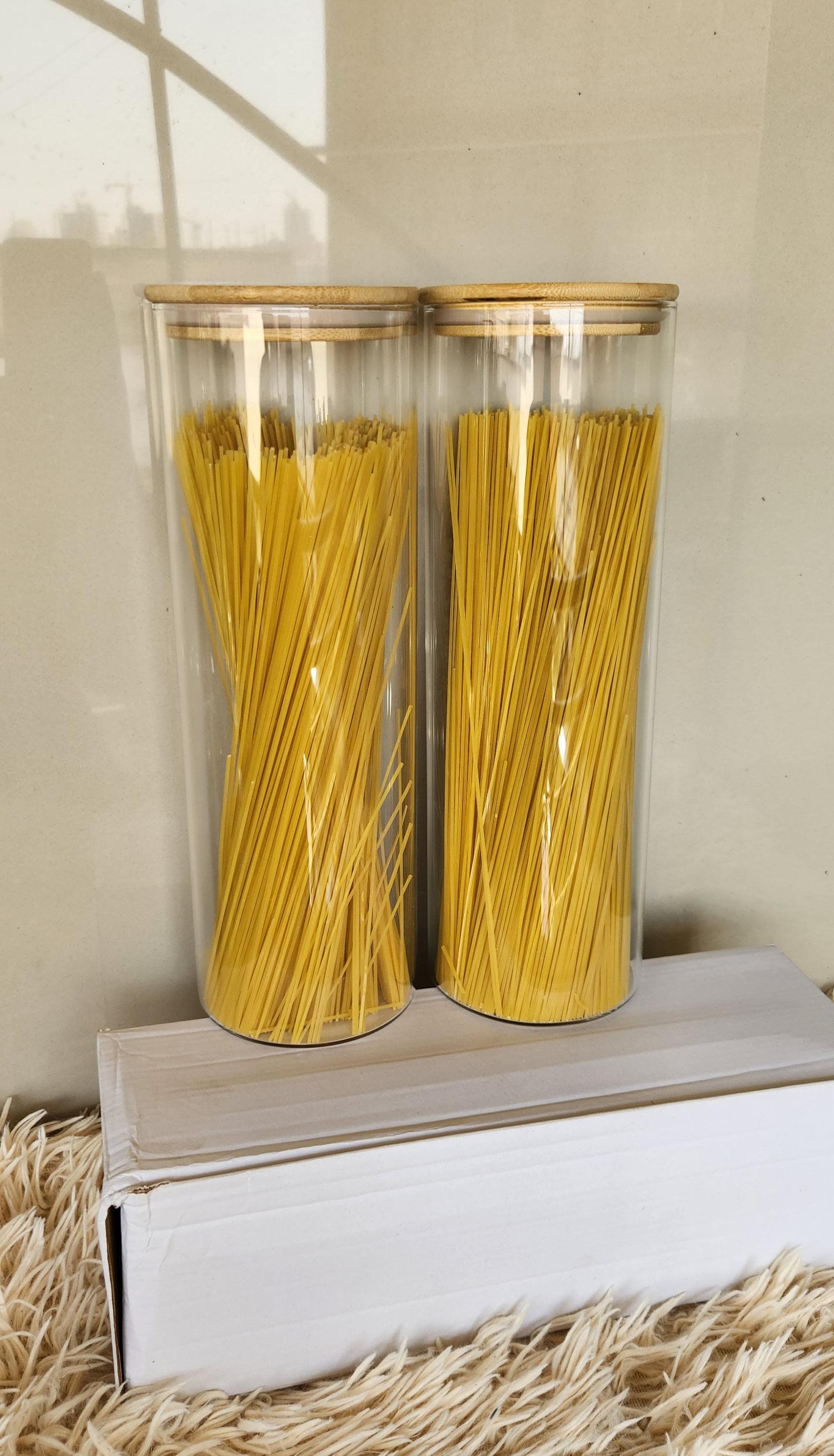 2L Glass Spaghetti & Cereal Storage Jar with Airtight Bamboo Lid