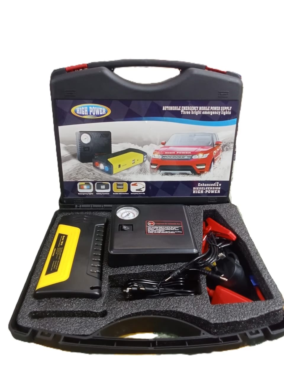 High Power 12V Multi-Function Jump Starter with Air Compressor Pump