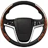 Luxury Brown Wood Grain Steering Wheel Cover Set – Universal Fit